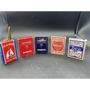 Vintage Lot Of Playing Cards 5 Decks Total BEE,TRIUMPH,PLA-MOR , A.Dougherty